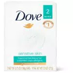 Dove Dove Sensitive Skin Bath Bars Unscented, Unscented 2/4.25 oz