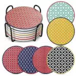 DOWAN Sottobicchieri Bicchieri, Set di 6 Sottobicchieri Assorbenti con Fondo e Supporto in Sughero
