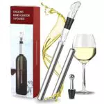 Dreamhigh 4 in 1 Refrigeratore per Bottiglie Vino, 2 Asta di Raffreddamento Inox di Qualità con 1 Versatore Anti-Goccia e 1 Tappo Bottiglia Vino
