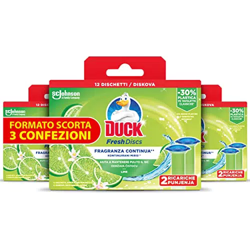 Duck Fresh Discs - Dischi gel igienizzanti WC, Fragranza Lime - Formato Scorta da 6 Ricariche