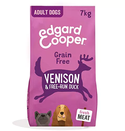 Edgard & Cooper Crocchette Cani Adulti Croccantini Cane Cibo Secco per Cani Senza Cereali Mangime Naturale 7kg Cervo & Anatra Fresco