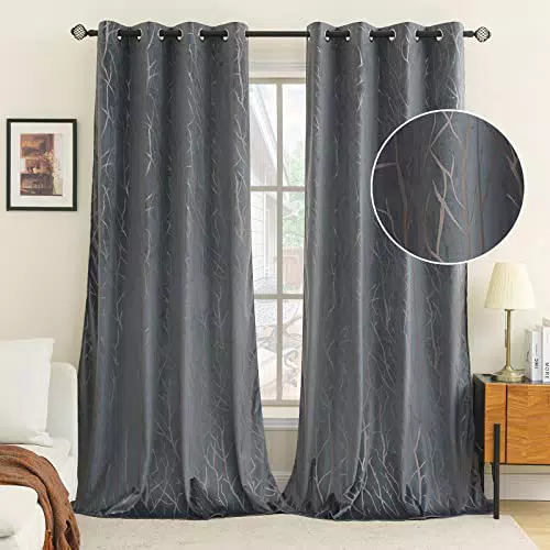EMEMA Tende in Velluto per Camera da Letto Tende con Anelli per Soggiorno per Interni Tende per Finestre Cameretta Moderne e Elegante 2 Pannelli 140x260 cm Grigio