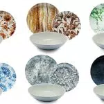 Excelsa Flora Materica Servizio di Piatti 18 Pezzi, Porcellana e Ceramica