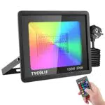 Faretto LED RGB 100W, Faro LED Esterno con Telecomando