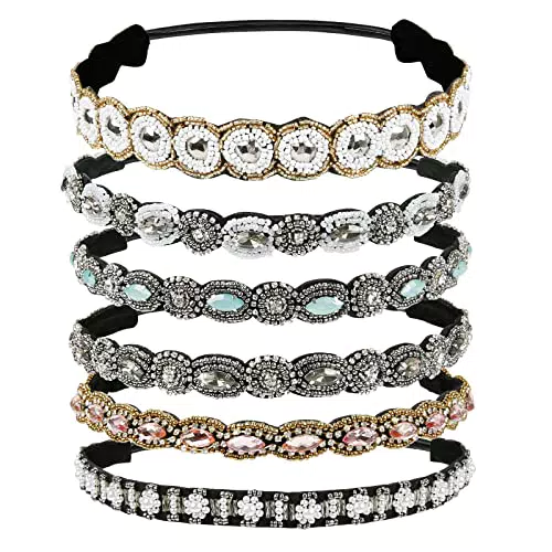 Fasce per Capelli, Weinsamkeit 6 Pezzi Elastiche di Strass Gioiello Fatto a Mano Bohémien Accessori Donna Ragazza