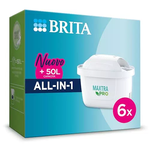 Filtro per acqua BRITA MAXTRA PRO All-in-1 Pacchetto di risparmio semestrale da 6 filtri - MAXTRA+ Riduce impurità