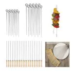 Fiyuer spiedini da Barbecue Inox 40 PCS Bastoncini per spiedini in Acciaio 15/20/30 cm per Grigliatura Carne Verdure BBQ Bastone