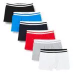 Boxer a Righe con Elastico in Vita, 6 pezzi, colori assortiti, M