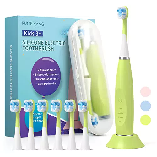 FUMEIKANG Spazzolino elettrico Bambini da 3-12 anni Spazzolini da denti elettrici Smart Timer 6 testine morbide impermeabile spazzolino sonico per ragazze ragazzi