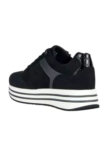 Geox D Kency A, Scarpe da ginnastica Donna, Nero Black Gun
