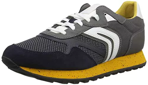 Geox U Ponente-a, Sneakers Uomo, Blu Giallo Navy Ochre