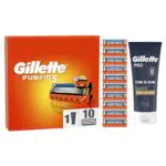 Gillette Fusion 5 LAMETTE e CREMA DA BARBA, 10 RICAMBI da 5 Lame