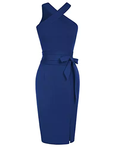 GRACE KARIN Abito da donna senza maniche Vita definita Figura attillato fianco con cintura CL1586S23