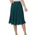 GRACE KARIN Gonna Nera Larga Tinta Unita Vita Alta a Pieghe da Cerimonia da Sposa Verde Scuro L