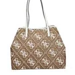 GUESS Vikky Large Tote, Borsa Donna, Latte Logo/White
