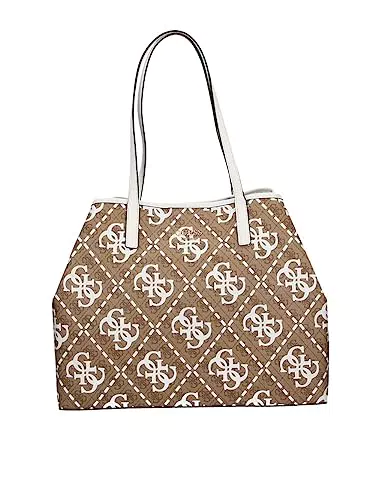 GUESS Vikky Large Tote, Borsa Donna, Latte Logo/White