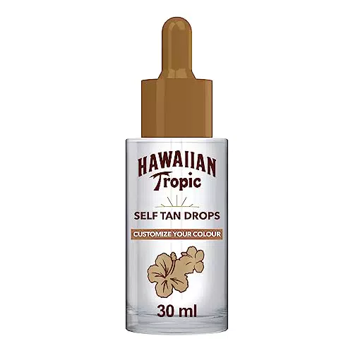 HAWAIIAN Tropic Siero Self Tanning Drops - Gocce autobbronzanti specifiche per il viso - Formula trasparente ultra leggera con Vitamina E
