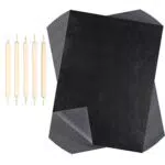 Huayue 200 Fogli Carta Carbone, con 5 Pezzi di Penna Groffrata Carta per Trasferimento di Carbonio Carta Copiativa Nera per Carta Metallo Ceramica Argilla Gesso-