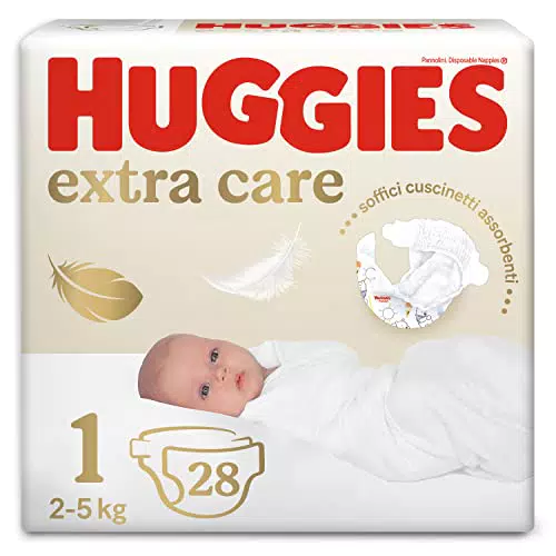 Huggies Extra Care Bebè Pannolini, Taglia 1, Confezione da 28 Pannolini