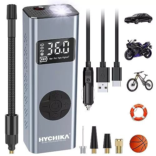 HYCHIKA Compressore Portatile, Compressore Aria Portatile 12V