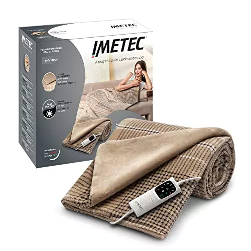 Imetec CaldoPlaid Elegance, Plaid Riscaldabile, Morbida Coperta Elettrica
