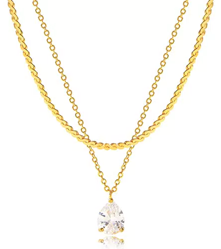 Kenivira Collana con zirconi cubici placcati in oro 18 carati Collana con ciondolo a forma di serpente in oro a strati delicato per donne e ragazze