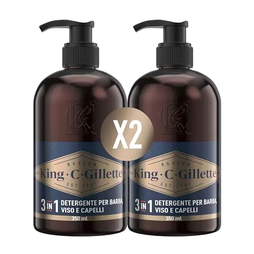 King C. Gillette KIT BARBA UOMO, Detergente Viso Uomo e Detergente Barba per La Cura della Barba