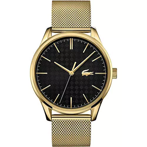 Lacoste Orologio Analogico al Quarzo da Uomo con Cinturino in Maglia Metallica in Acciaio Inossidabile Dorato - 2011104