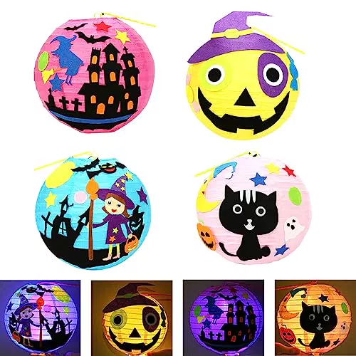 Lanterna di carta di Halloween, 4 pezzi di lanterne di carta