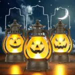 Lanterne di Zucca di Halloween: 3 Pezzi Portatili LED Lanterne a Candela