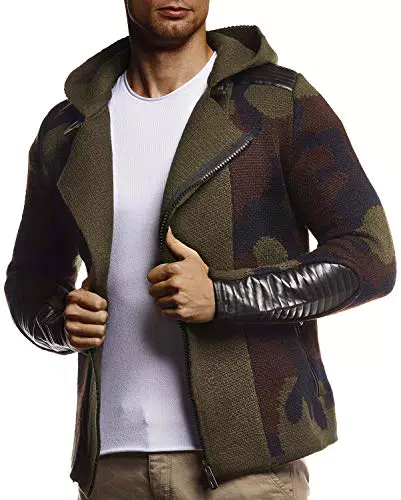 Leif Nelson Giacca Uomo in Maglia con Cappuccio Cardigan #NV N # #NV