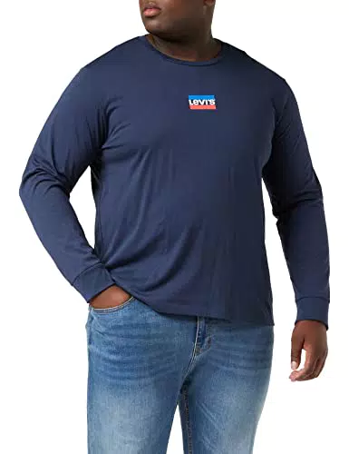 Levi's Ls Std Graphic - Maglietta, T-shirt Uomo, Ls Std Graphic Tee Mini Sportswear Ls Srt Dress Blues
