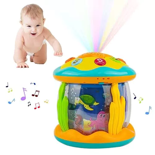 Locisne Ocean Proiettore Musicale Rotante Giocattolo sensoriale per Bambini 12 Mesi+