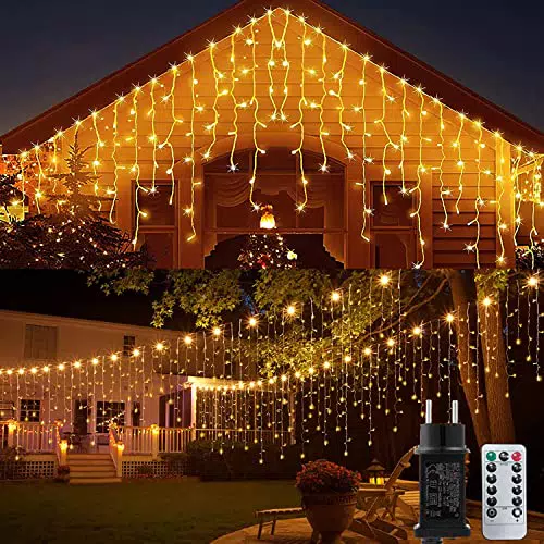 Luci Natale Esterno Cascata, SODREE 9M 360LED Tenda Luminosa Esterno Cascata Luminosa Led Esterno con telecomando