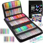 Melifluo Confezione da 120 Penne Colorate Cerniera 60 Penne Gel Colorate con 60 Penne Gel per Colorare in Custodia con per Adulti e Disegni per Scarabocchi