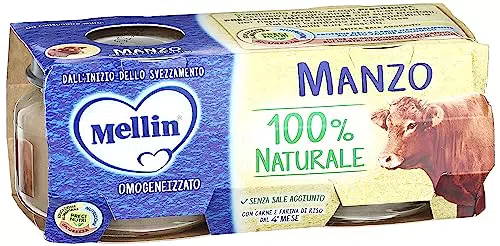 Mellin Omogeneizzato Di Manzo, Naturale, 80 g, Confezione da 24