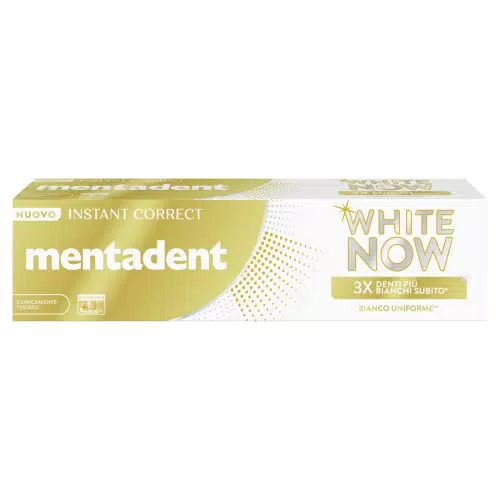 Mentadent Dentifricio White Now Instant Correct, Dentifricio Sbiancante con White-Correct e White-Infinity Technology