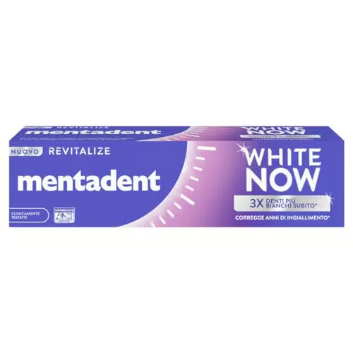 Mentadent Dentifricio White Now Revitalize, Dentifricio Sbiancante con White-Correct Technology e Bio-Compatible Minerals