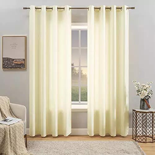 MIULEE Tende in Velluto Moderne Tinta Unita Morbido Resistende con Occhielli per Soggiorno Camera da Letto 2 Pannelli 140X225 CM Beige