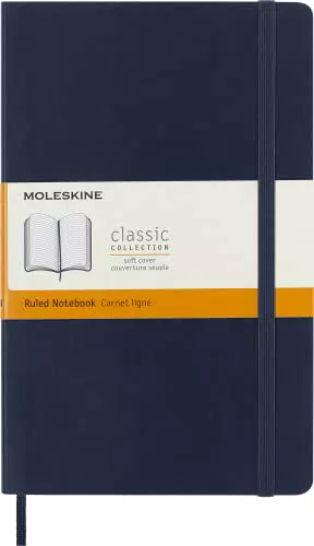 Moleskine Classic Notebook, Taccuino a Righe, Copertina Morbida e Chiusura ad Elastico
