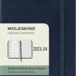 Moleskine Weekly Planner 2023-2024, copertina rigida, pocket, blu