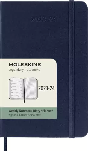Moleskine Weekly Planner 2023-2024, copertina rigida, pocket, blu