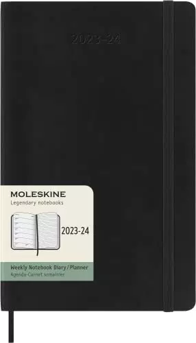 Moleskine Weekly Planner 2023-2024, copertina morbida, large, nero
