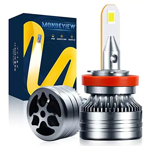 MONDEVIEW Coppia LED H11 6000K 60W 16000LM Lampadina H8 H9 LED per Auto e Moto 400% Luminosità Estremamente Elevata CREE LED CHIP 360° LED H9 Lampadina Fendinebbia Bi-xeno con Fari Abbaglianti