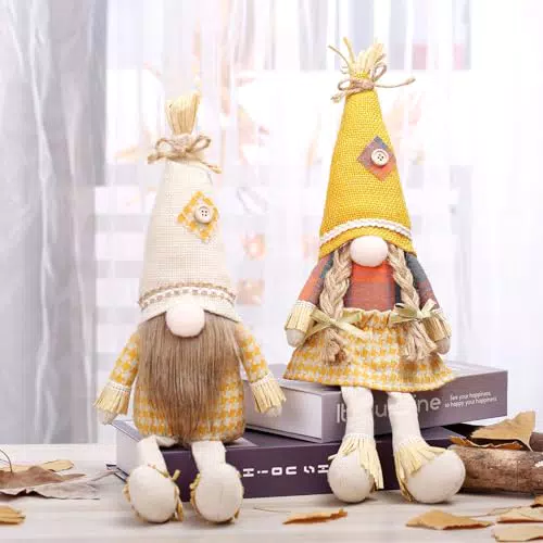 Mosucoirl 2 Pezzi Decorazioni Autunnali Gnomi, Decorazioni Peluche Gnomo Home decor Gnomo Gnomo decor per Casa Cucine Bambola di Peluche Gonk Fatta a Mano Gnomi Gnomi Svedesi Autunno Gnomo Home Decor