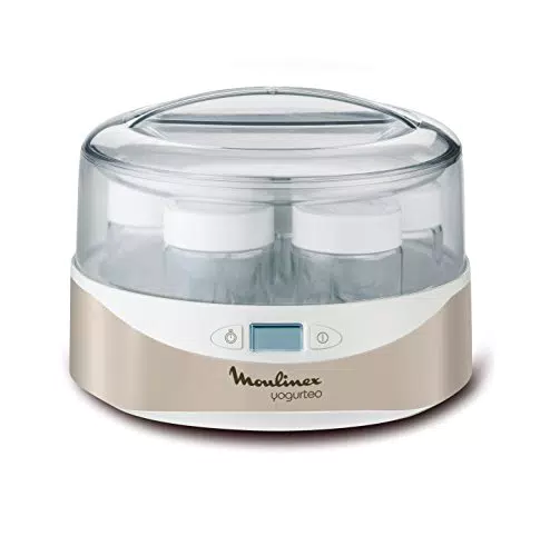 Moulinex YG231E Yogurteo, Macchina per lo Yogurt in Argento Premium con 7 Vasetti da 160 ml Ciascuno