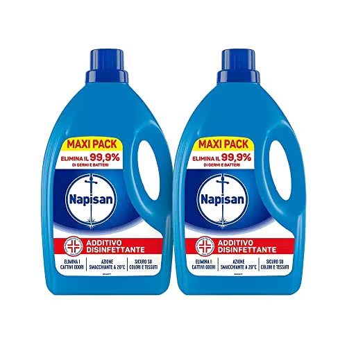 Napisan Additivo Disinfettante Lavatrice, Confezione da 2 x 2.2 Litri di Additivo Liquido per Lavatrice