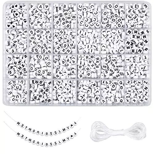 NATUCE Perline per Braccialetti, 1200 pezzi Perle Lettere Fai da Te