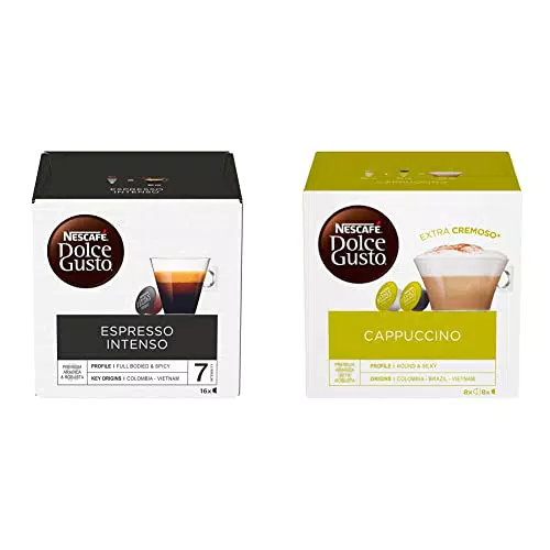NESCAFÉ DOLCE GUSTO Espresso Intenso Caffè, 6 Confezioni da 16 capsule & Cappuccino