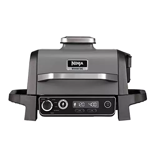 Ninja Woodfire Barbecue Elettrico, Affumicatore & Friggitrice ad Aria 7 in 1